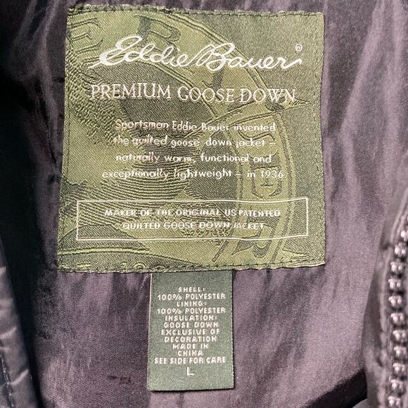 Eddie Bauer Womens Size L Premium Goose Down Black Quilted Zip Front Vest - Picture 2 of 11